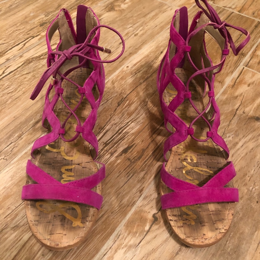 sam edelman: magenta gladiator sandals